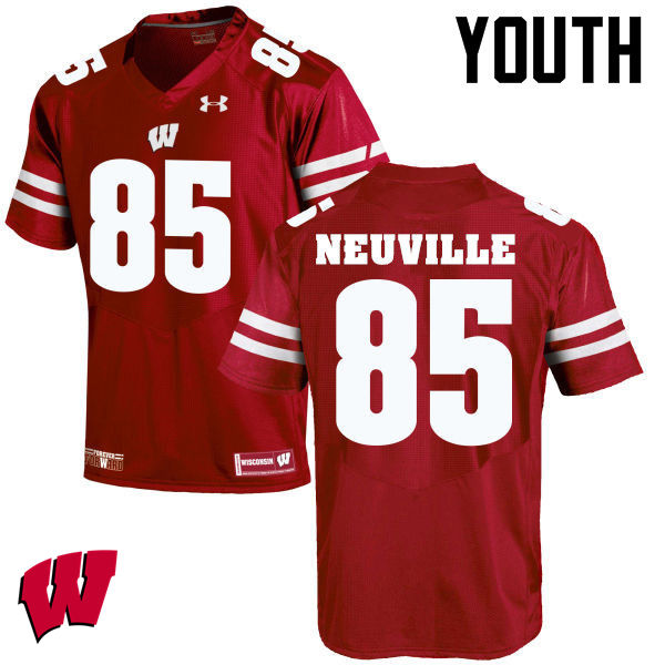 Youth Wisconsin Badgers #85 Zander Neuville College Football Jerseys-Red